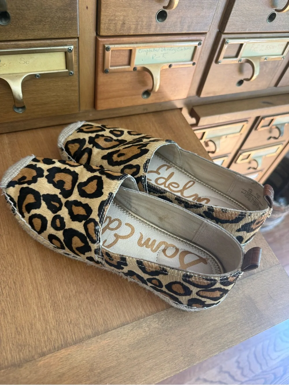 Sam Edelman Leopard Haircalf Espadrille Slip-On Loafers Size 6M